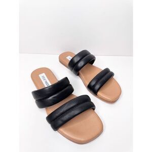 Steve Madden Sandals Womens Size 7 Black Leather Double Strap Open Toe